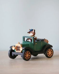 Wooderful Life Wooden Fox Driving A Car Music Box