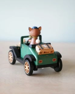 Wooderful Life Wooden Fox Driving A Car Music Box