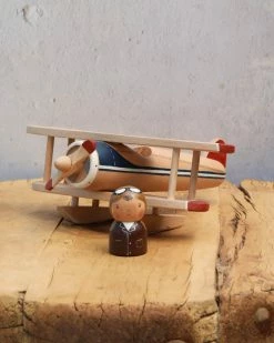 Gnezdo Handmade Wooden Airplane With Pilot