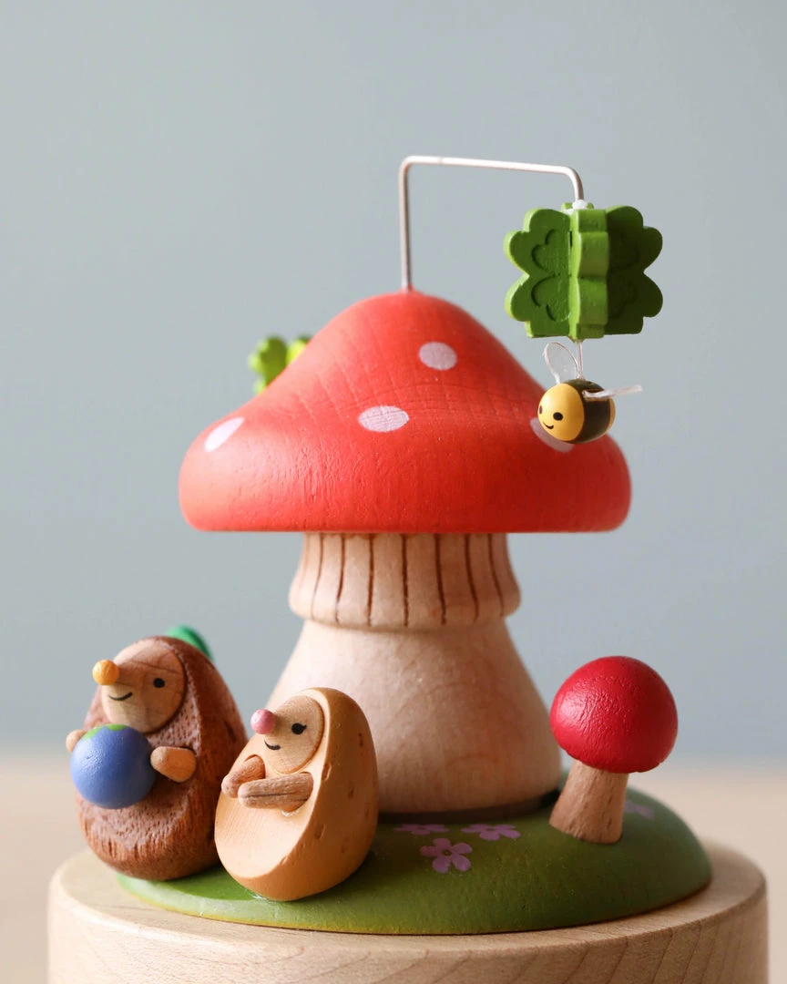Wooderful Life Mini Wooden Mushroom & Hedgehogs Music Box 4 Wooderful Life Mini Wooden Mushroom & Hedgehogs Music Box