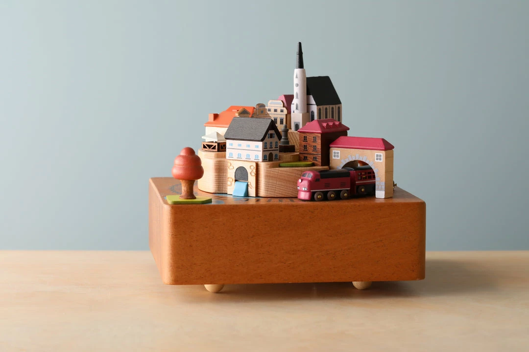 Wooderful Life Wooden Train Music Box - European Town *New* 4 Wooderful Life Wooden Train Music Box - European Town *New*