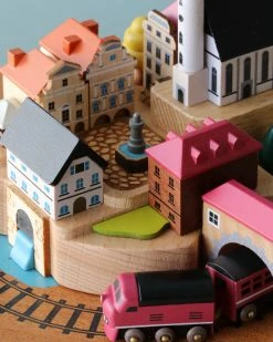 Wooderful Life Wooden Train Music Box - European Town *New* 11 Wooderful Life Wooden Train Music Box - European Town *New*