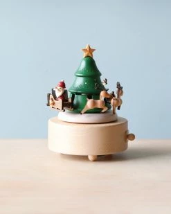 Wooderful Life Santa & Reindeer Music Box *New*