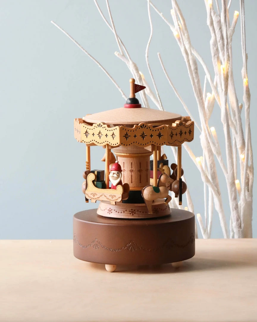 Wooderful Life *New* Christmas Carousel Music Box 3 Wooderful Life *New* Christmas Carousel Music Box