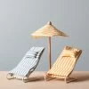 Maileg Beach Chairs & Umbrella 2 Maileg Beach Chairs & Umbrella