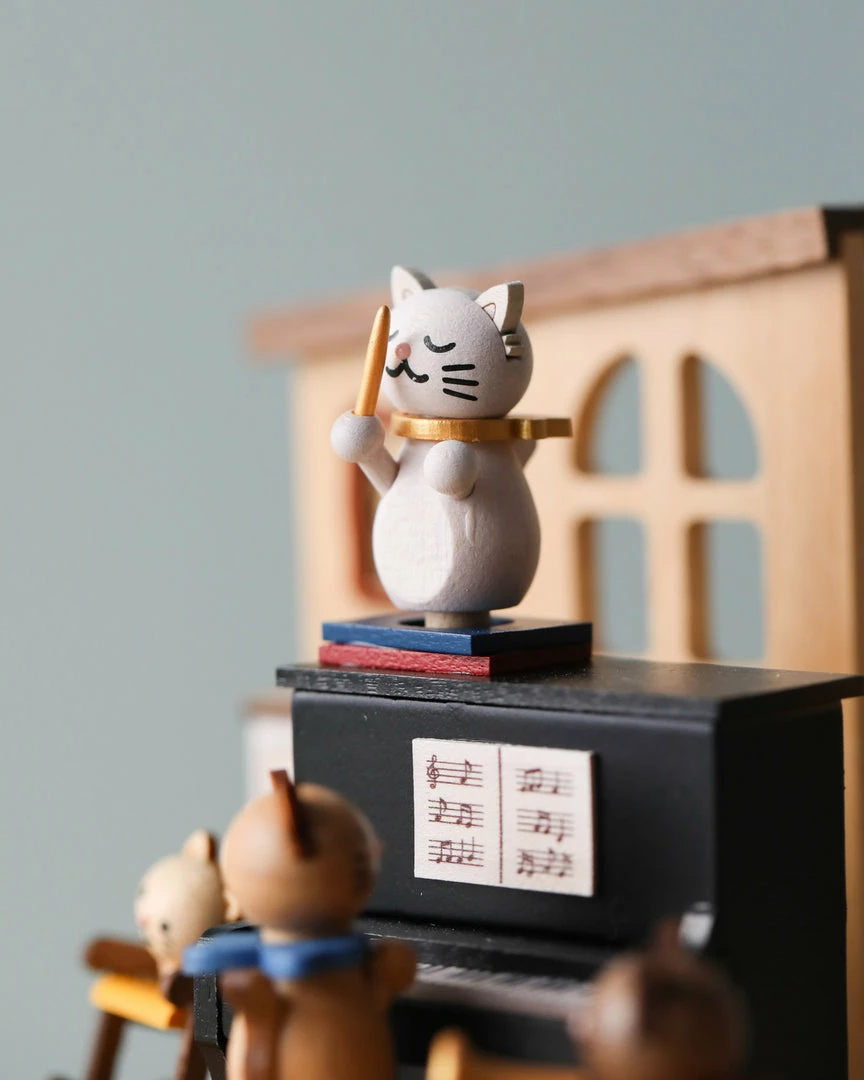 Wooderful Life Wooden Cat Playing Piano Music Box 5 Wooderful Life Wooden Cat Playing Piano Music Box