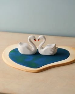 Bumbu Toys *New* Handmade Wooden Swans In A Lake