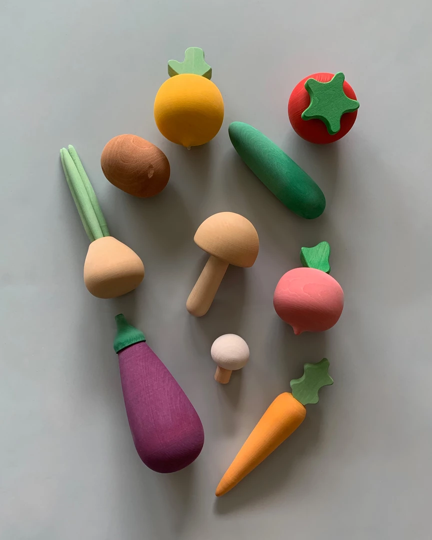 Raduga Grez *New* Handmade Wooden Vegetable Set 4 Raduga Grez *New* Handmade Wooden Vegetable Set