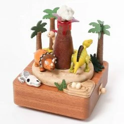 Wooderful Life Wooden Volcano & Dinosaur Music Box