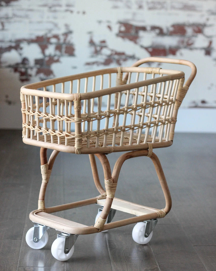 Poppie Toys *New* Rattan Grocery Shopping Cart 4 Poppie Toys *New* Rattan Grocery Shopping Cart