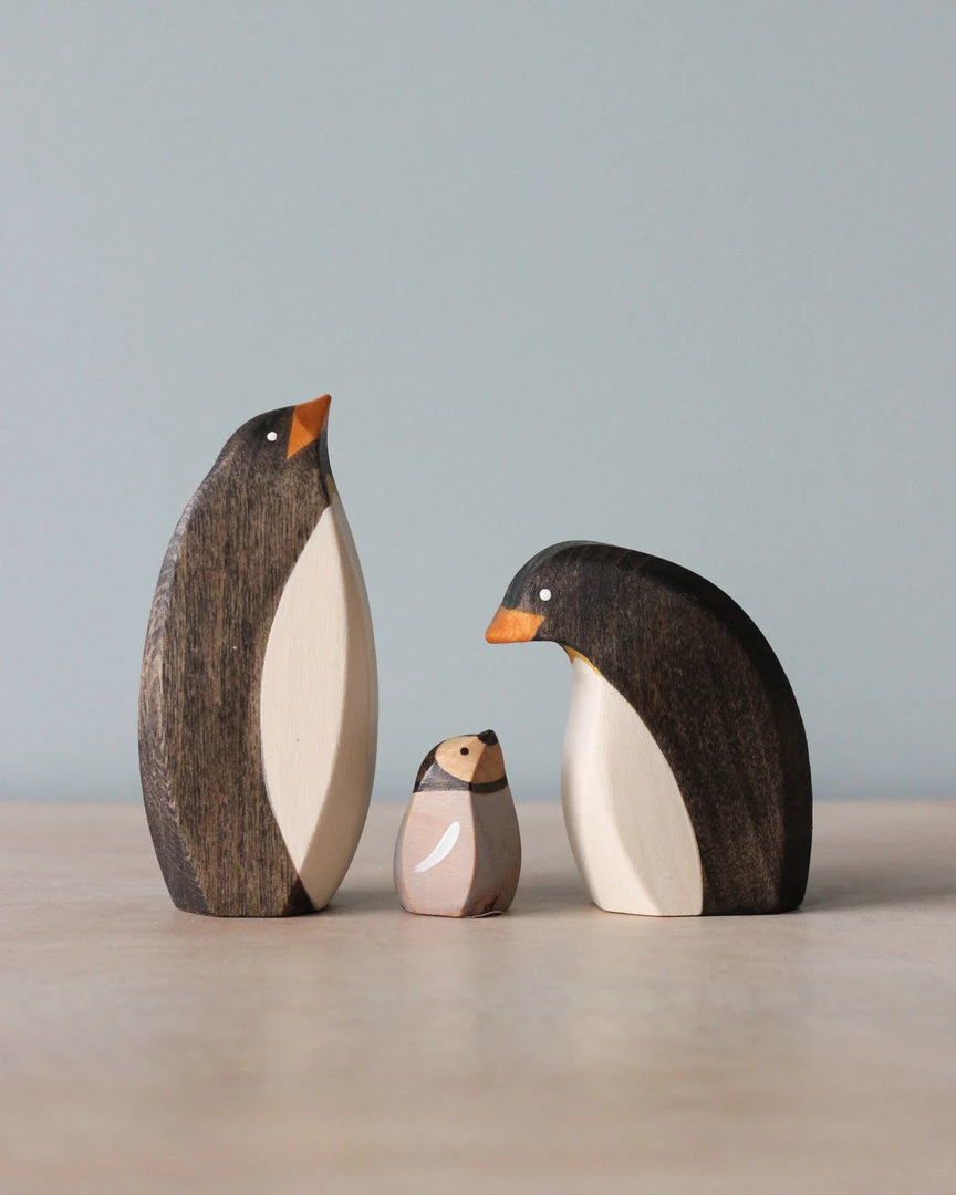 Brin D'Ours *New* Handmade Wooden Penguin Family 3 Brin D'Ours *New* Handmade Wooden Penguin Family