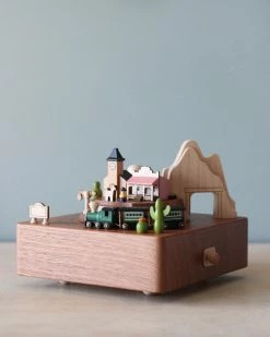 Wooderful Life *New* Wooden Train Music Box - Western Town