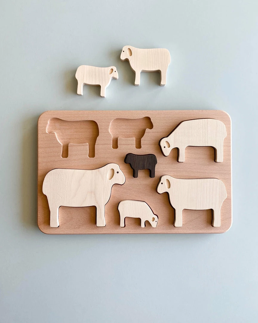 Bajo *New* Wooden Sheep Puzzle & Stacker 4 Bajo *New* Wooden Sheep Puzzle & Stacker