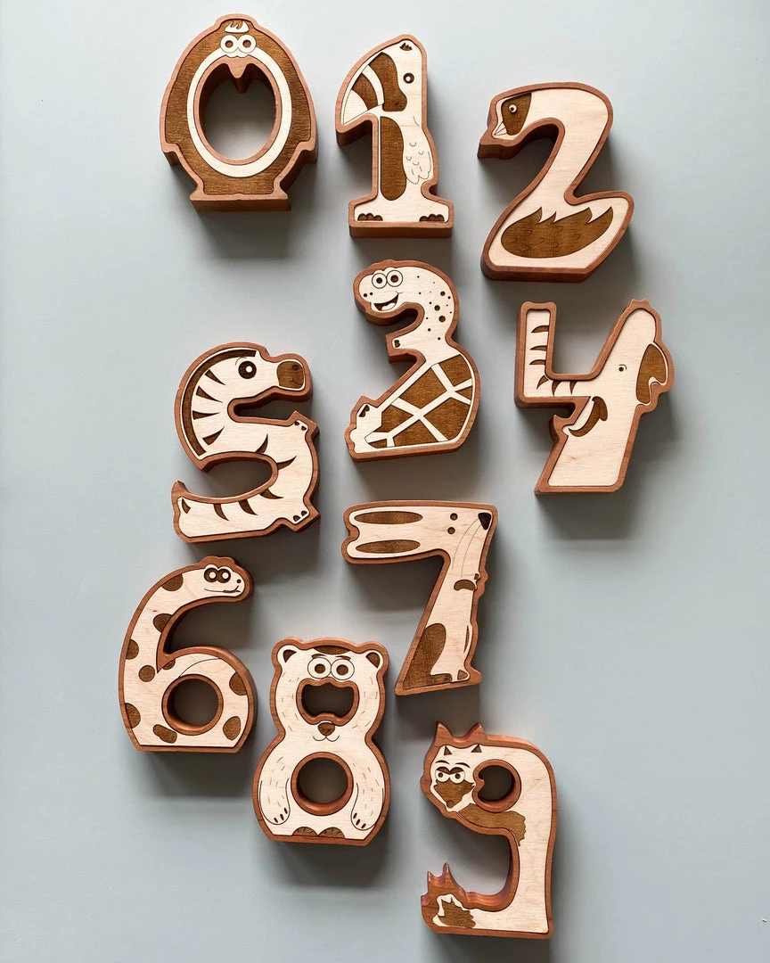 Circle Solid *New* Wooden Animal Numbers (0-9) - Made In USA 4 Circle Solid *New* Wooden Animal Numbers (0-9) - Made In USA