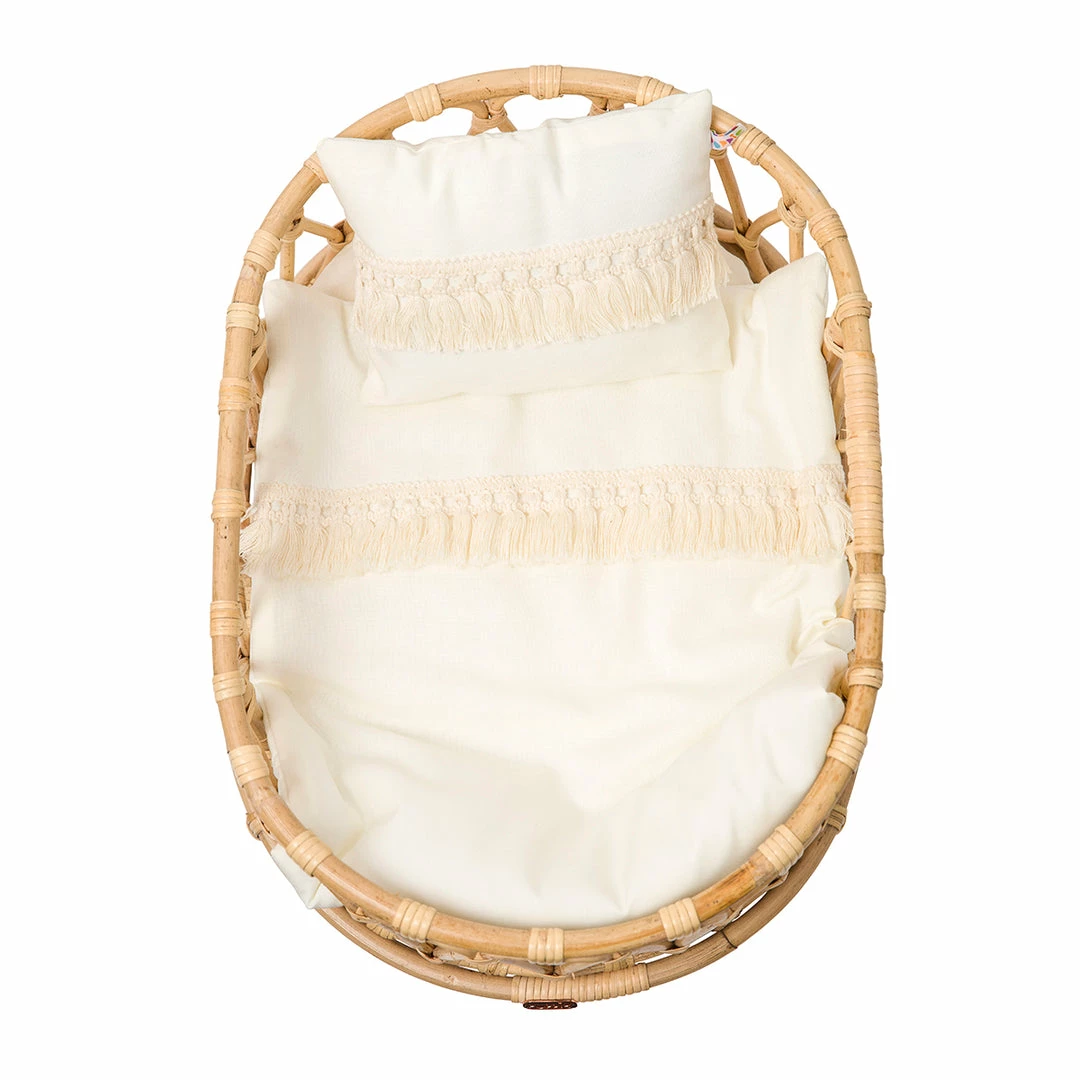 Poppie Toys Poppie Rattan Doll Crib + Duvet Set 6 Poppie Toys Poppie Rattan Doll Crib + Duvet Set