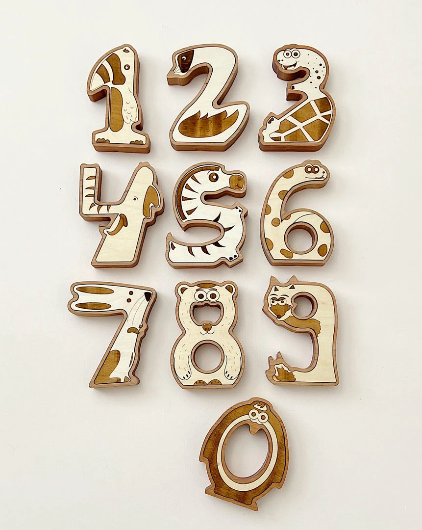 Circle Solid *New* Wooden Animal Numbers (0-9) - Made In USA 3 Circle Solid *New* Wooden Animal Numbers (0-9) - Made In USA