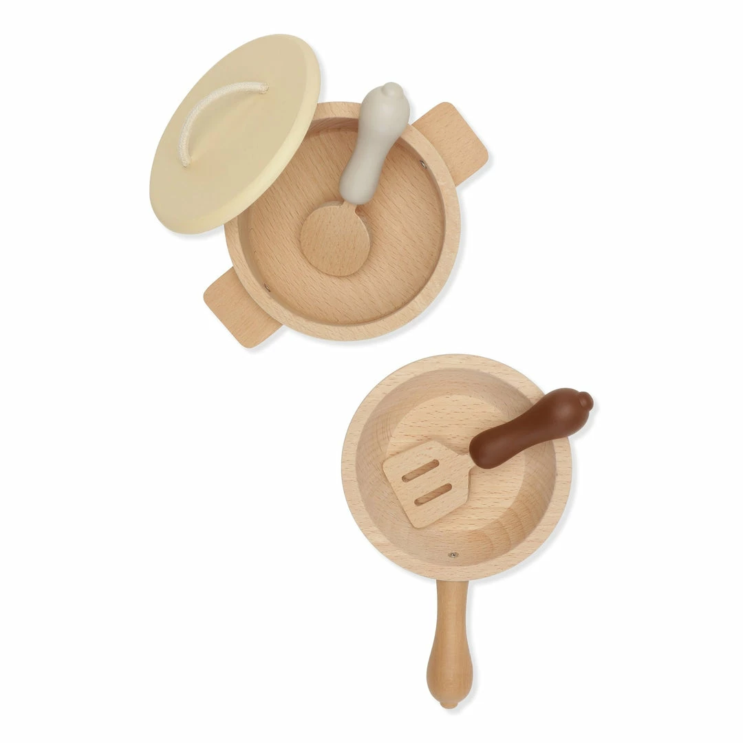 Konges Sløjd Wooden Pot And Pan Play Set *New* 4 Konges Sløjd Wooden Pot And Pan Play Set *New*